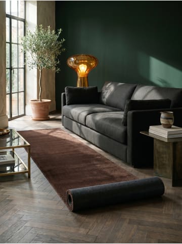 KADIMA DESIGN Läufer Uni rutschhemmend pflegeleicht Wohnzimmer Schlafzimmer Flur in Braun