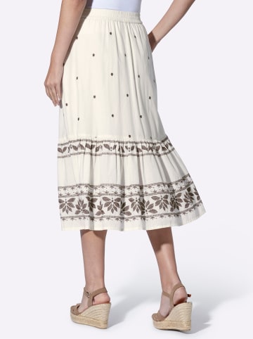 Heine Stickereirock in champagner-dunkeltaupe-gemustert