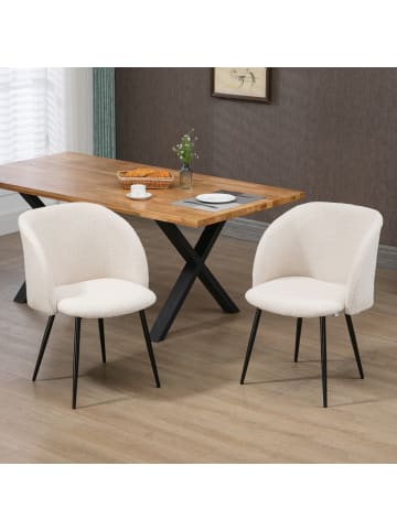 HOMCOM Essstühle-55L x 62B x 80H cm-Cremeweiß