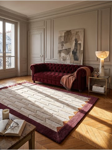 KADIMA DESIGN Wollteppich fussbodenheizung-geeignet DARENT Wabenmuster Flur in Bordeauxrot