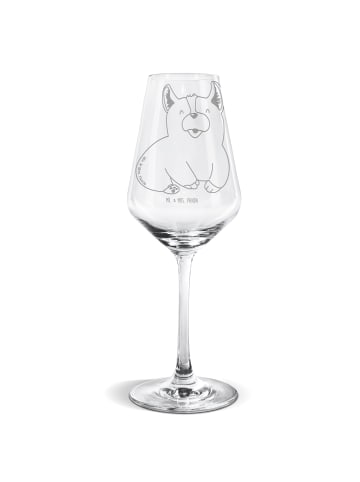 Mr. & Mrs. Panda Weißwein Glas Corgie ohne Spruch in Transparent