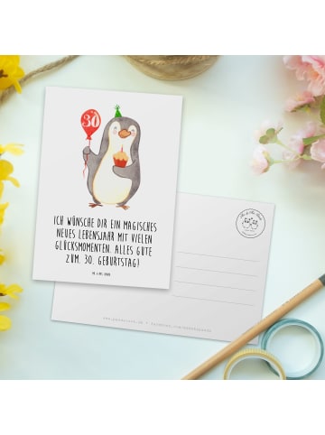 Mr. & Mrs. Panda Grußkarte 30. Geburtstag Pinguin Luftballon mit... in Weiß