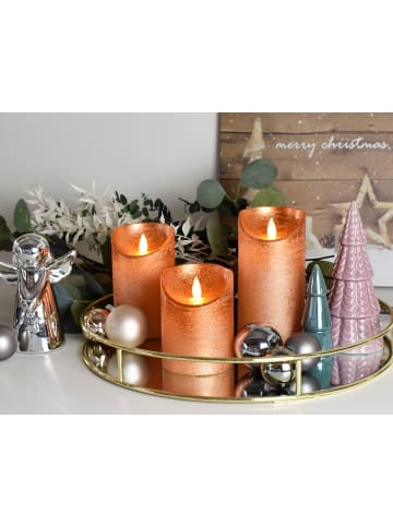 Coen Bakker 3er LED Echtwachskerze Kerze Timer in Kupfer