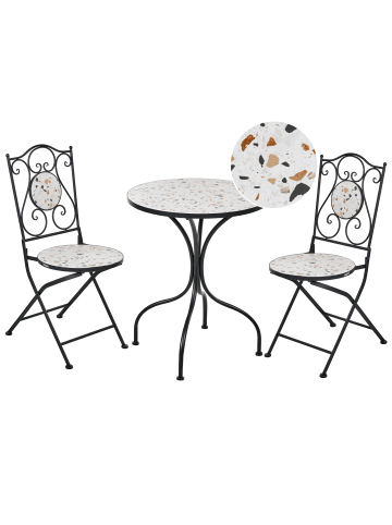 Beliani 3-tlg Bistro Set ARTENA in Schwarz/Weiß