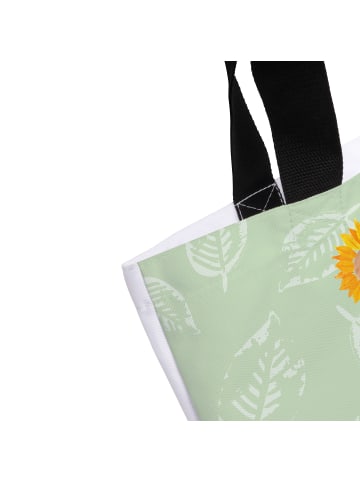 Mr. & Mrs. Panda Tote Bag Blume Sonnenblume mit Spruch in Blattgrün