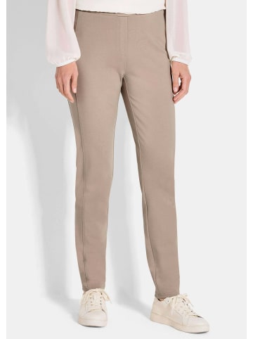 GOLDNER Kurzgröße:  Jerseyhose Slim Fit Hose BELLA mit Schlupfbund in beige