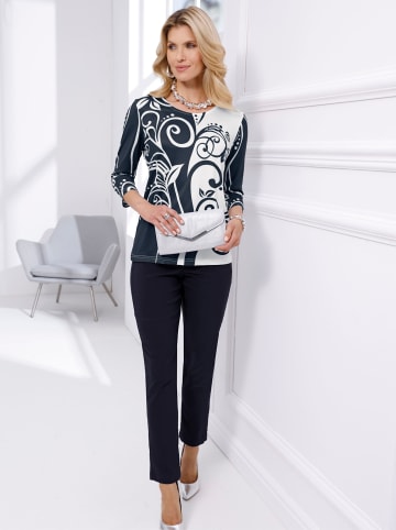 Sieh an! Rundhals-Shirt in ecru-marine-bedruckt