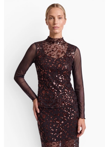 Zero  Langarm-Shirt mit Pailletten in Black/Brown