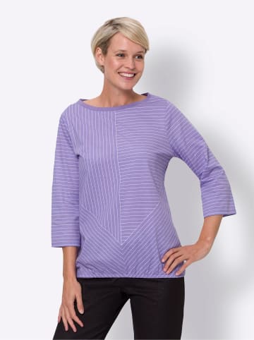 Sieh an! 3/4-Arm-Shirt in lavendel-weiß-bedruckt
