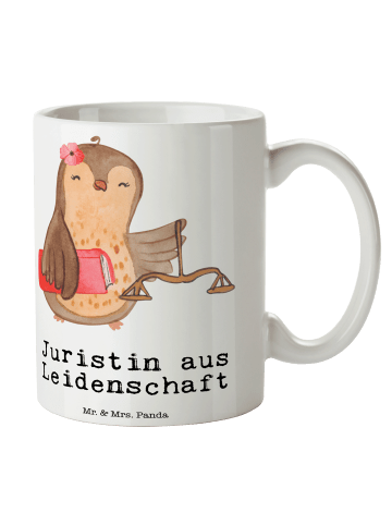 Mr. & Mrs. Panda Kaffeetasse Juristin Leidenschaft mit Spruch in Weiß