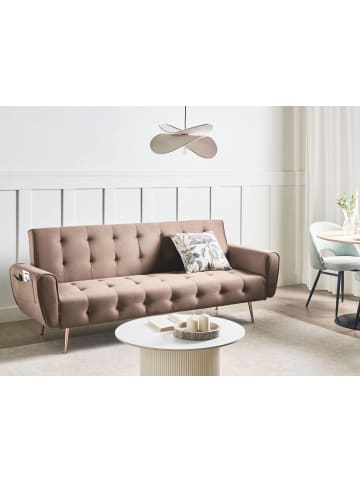 Beliani Schlafsofa SELNES in Braun/Kupfer - (W) 212 x (H) 85 x (L) 84 cm