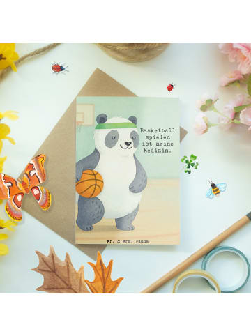 Mr. & Mrs. Panda Klappkarte Panda Basketball Design mit Spruch in Weiß