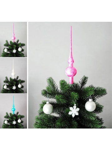 JACK Christbaumspitze Eislack 28cm Glas Matt Emaille in Pink Eislack