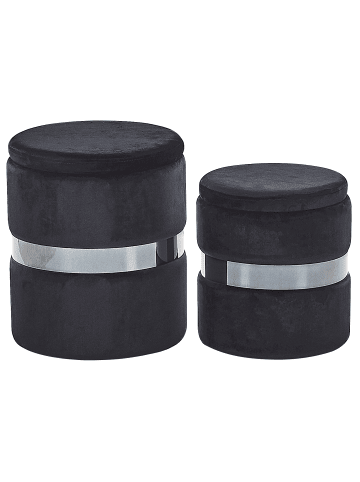 Beliani 2er-Set Pouf DORIS in Schwarz/Silber
