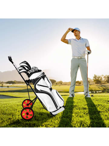 COSTWAY Golftrolley 2 Rad in Rot