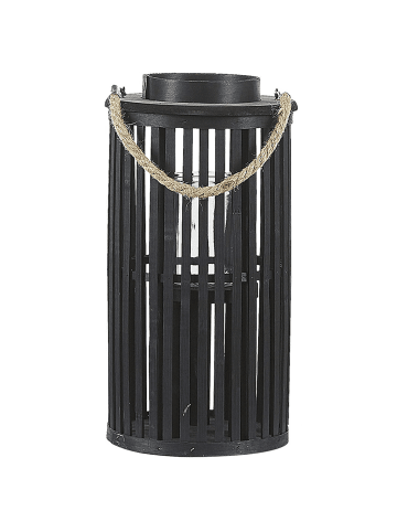 Beliani Laterne LUZON in Schwarz/Beige - (W) 21 x (H) 40 x (L) 21 cm
