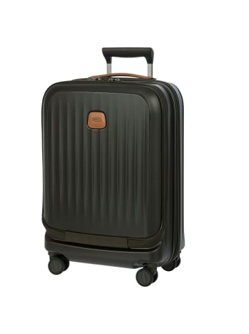 BRIC`s Taormina - 4-Rollen-Kabinentrolley mit Vortasche 55 cm erw. USB (blau) in olive