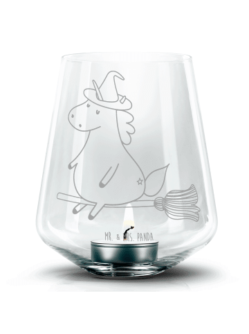 Mr. & Mrs. Panda Gravur Teelicht Einhorn Hexe ohne Spruch in Transparent