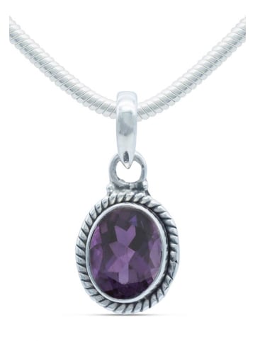 mantraroma 925er Silber - Ketten (L) 21 x (B) 24 mm mit Amethyst facettiert