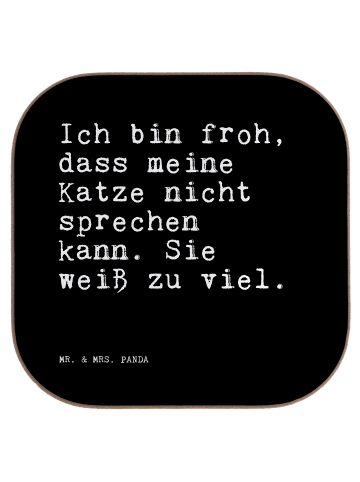 Mr. & Mrs. Panda Glas-Untersetzer Ich bin froh, dass... mit Spruch in Schwarz
