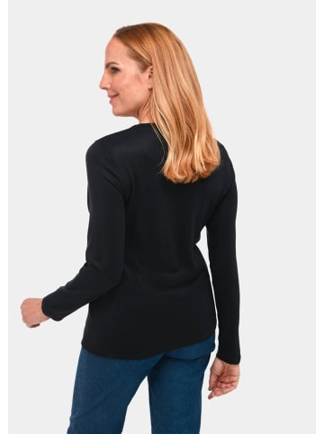 GOLDNER Kurzgröße:  Langarm-Pullover mit V-Ausschnitt in schwarz