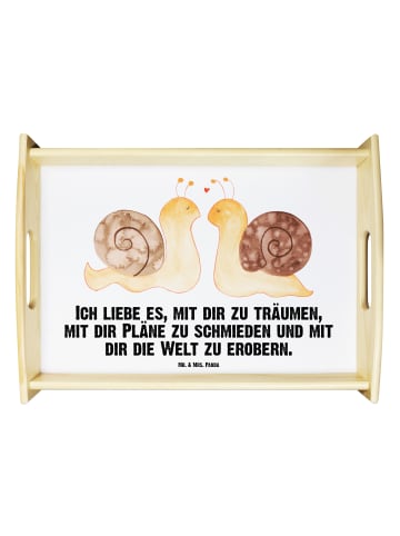 Mr. & Mrs. Panda Serviertablett Schnecken Liebe mit Spruch in Weiß