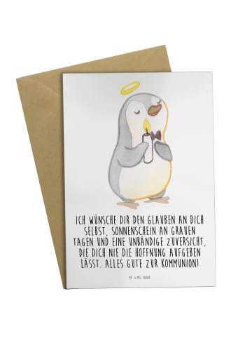 Mr. & Mrs. Panda Beileidskarte Pinguin Kommunion mit Spruch in Weiß