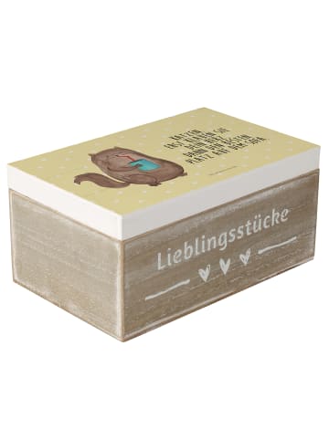 Mr. & Mrs. Panda Holzbox mit Deckel Katze Dose mit Spruch in Gelb Pastell