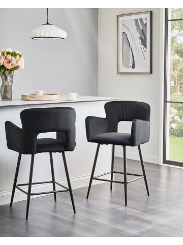 Beliani 2er-Set Barhocker SANILAC in Schwarz