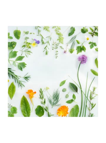 WALLART Vinyl-Teppich - Kräuter und Blüten in Grün