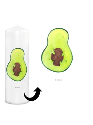 Mr. & Mrs. Panda Wachskerze Avocado Kern ohne Spruch in Weiß