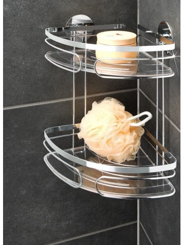 Maximex Eckregal für Badezimmer, Turbo-Fix in Silbern, (B) 18,5 x (H) 27 x (L) 18,5 cm
