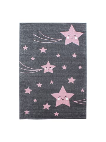 KADIMA DESIGN Teppich Kinder Sterne Polypropylen saugroboter Kurzflor Kinderzimmer in Pink