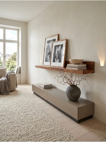 KADIMA DESIGN Wandregal MUMBAI Massiv-Holz Holzregal 140 cm Landhaus-Stil