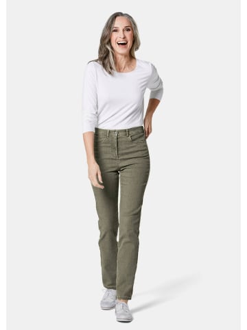 GOLDNER Damen Jeans Slim Fit LOUISA mit Stretch-Anteil in moorgrün