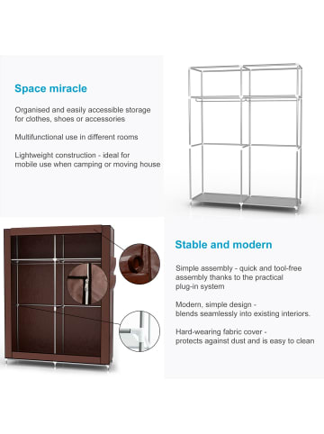 Intirilife Stoffschrank 108x170x45 cm in KOKOS BRAUN