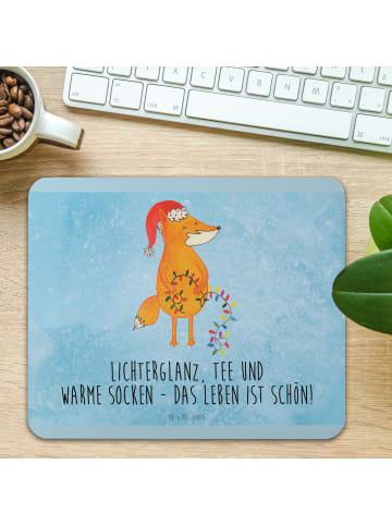 Mr. & Mrs. Panda Mouse Pad Fuchs Weihnachten mit Spruch in Eisblau