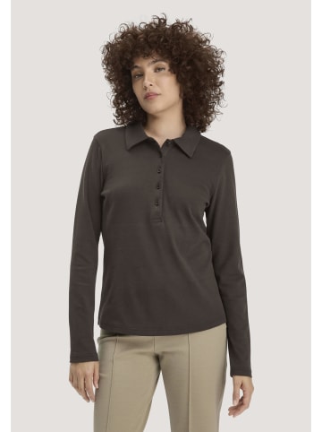 Hessnatur Hessnatur Longsleeve Polo Slim aus reiner Bio-Baumwolle in kakao braun