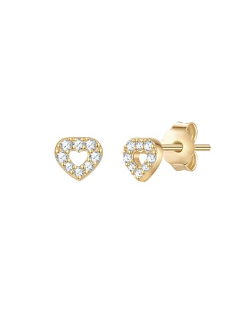 Glanzstücke München Ohrstecker Herz aus Sterling Silber mit Zirkonia in gelbgold