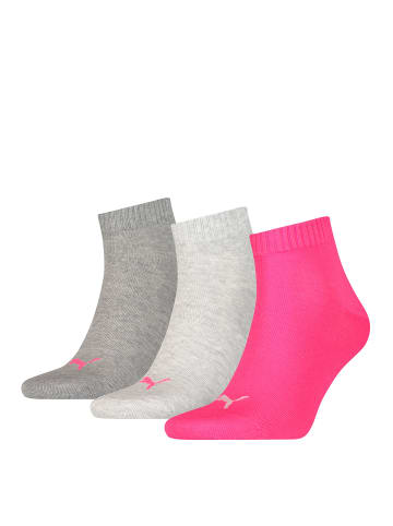 Puma Socken 3er Pack in Grau/Pink