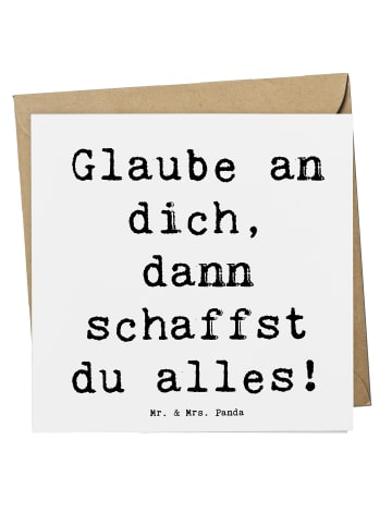 Mr. & Mrs. Panda Grußkarte Spruch Angst überwinden mit Spruch in Weiß
