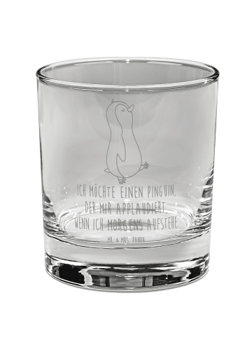Mr. & Mrs. Panda Tumbler Glas Pinguin mHerzieren mit Spruch in Transparent