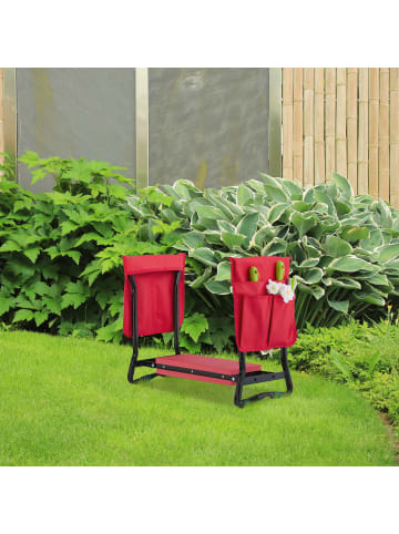 relaxdays Kniebank in Schwarz/ Rot - (B)65 x (H)50 x (T)32 cm
