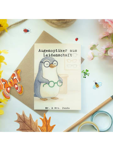 Mr. & Mrs. Panda Glückwunschkarte Augenoptiker Leidenschaft Desi... in Weiß