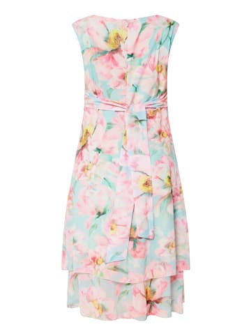 Betty Barclay Chiffonkleid mit Bindegürtel in Mint/Rosé