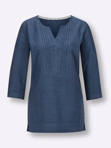 creation L Leinenbluse in jeansblau