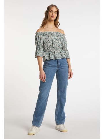 myMo Damen Bluse in Blau Mehrfarbig