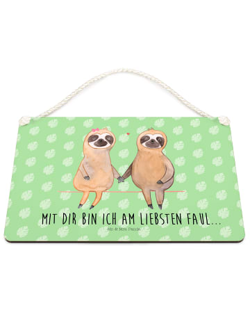 Mr. & Mrs. Panda Deko Schild Faultier Pärchen mit Spruch in Tropengrün