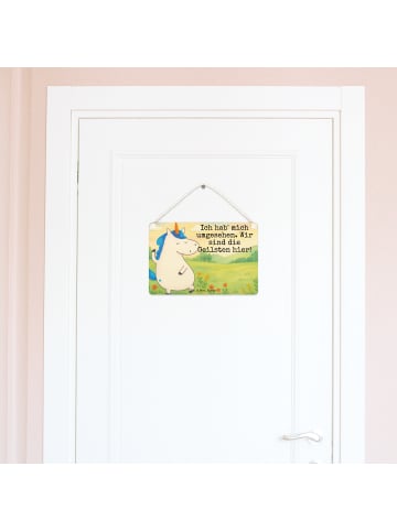 Mr. & Mrs. Panda Wandbild Holz Einhorn Mann Design mit Spruch in Weiß