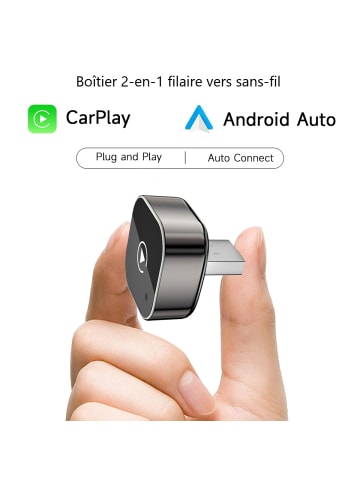 Platyne Kabelloser CarPlay- & Android-Auto-Adapter in Schwarz